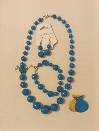 Conjunto Flamenca Pendientes y Broche Azul