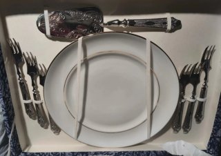 Servizio da dolci porcellana e metallo