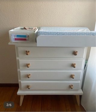 Cómoda infantil madera blanca estilo nórdico