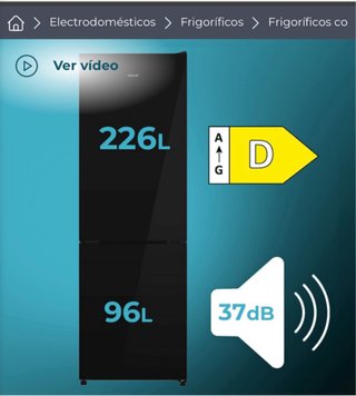 Frigorífico Cecotec Bolero 322L Negro