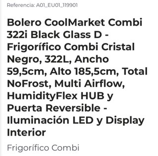 Frigorífico Cecotec Bolero 322L Negro