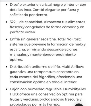 Frigorífico Cecotec Bolero 322L Negro