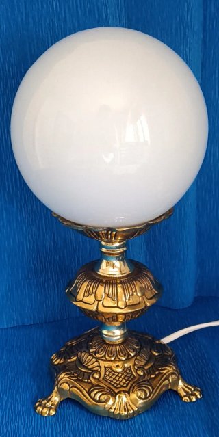 Lámpara Vintage Latón Globo Opalino 30cm