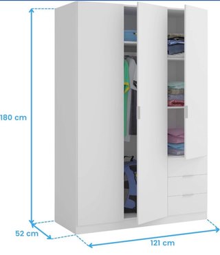 Armario blanco madera 180x121x52 cm
