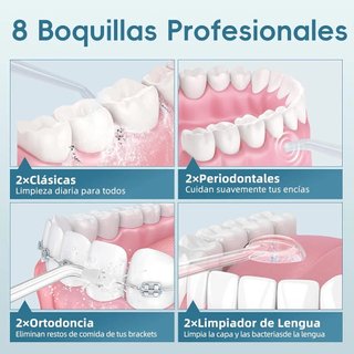 Idropulsore dentale ricaricabile 8 testine