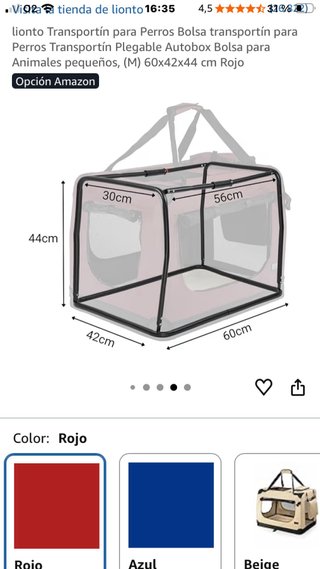 Transportín perro plegable rojo