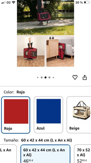 Transportín perro plegable rojo