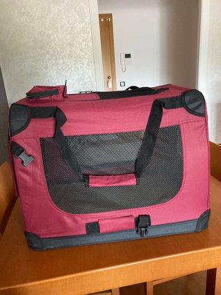 Transportín perro plegable rojo