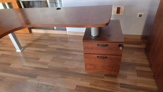 Escritorio de oficina curvo madera y metal