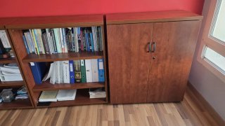 Escritorio de oficina curvo madera y metal