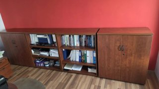 Escritorio de oficina curvo madera y metal