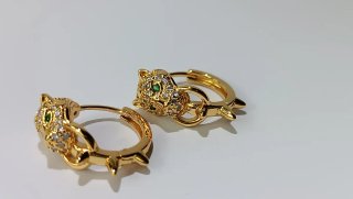Pendientes Aro Leopardo Oro y Verde