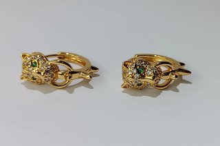 Pendientes Aro Leopardo Oro y Verde