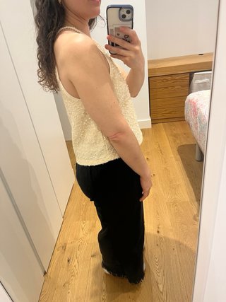 Top lentejuelas halter beige