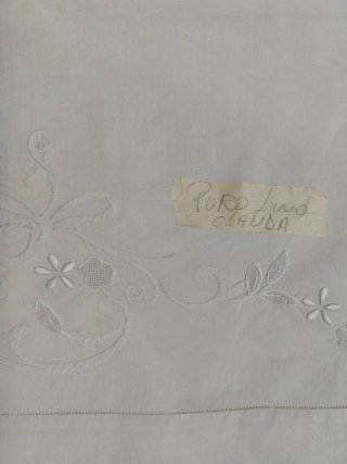 Lenzuolo matrimoniale Lino Olanda Ricamato