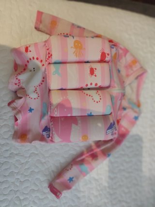 Fato de banho menina rosa com flutuadores até 36 m