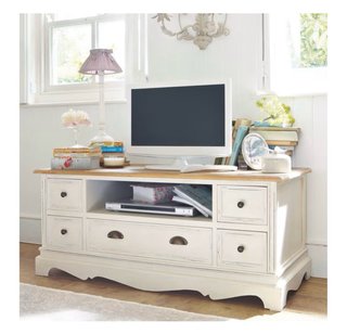 Mueble TV madera pino crema 117cm