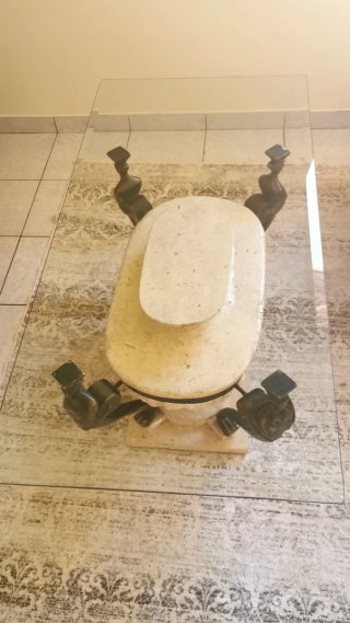 Mesa centro vidro com pés de sereia