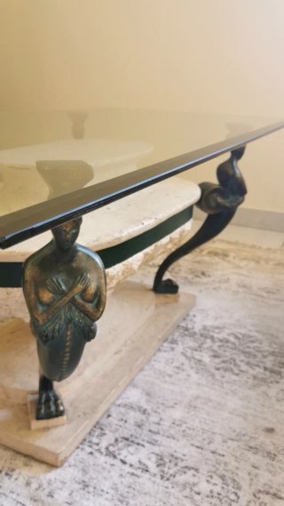 Mesa centro vidro com pés de sereia