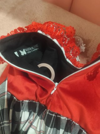 Vestido menina com folhos e padrão xadre