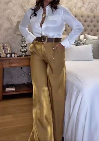 Pantalón Zara Dorado Ancho