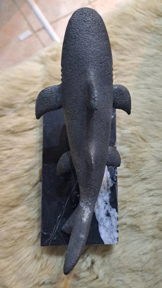 Escultura Tiburón Bronce Base Mármol