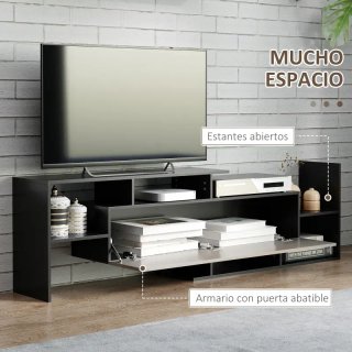Mueble TV negro y madera