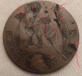Napoleón III 1856 - Cinq Centimes - Rara con Marca