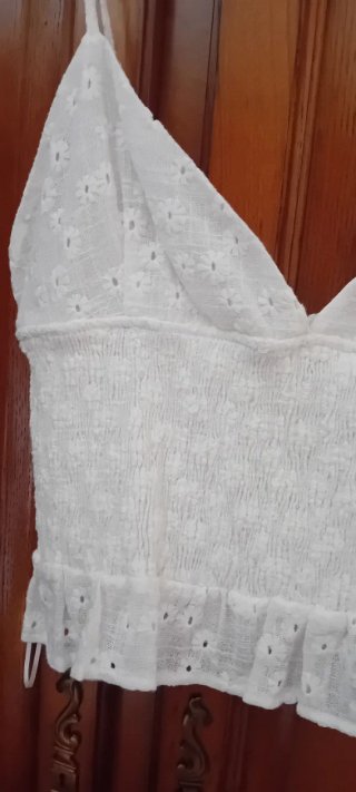 Top Zara Blanco Bordado