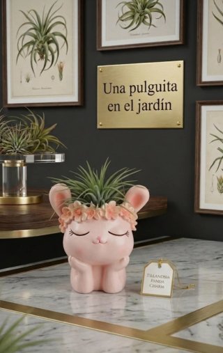 Maceta Conejo con Tillandsia