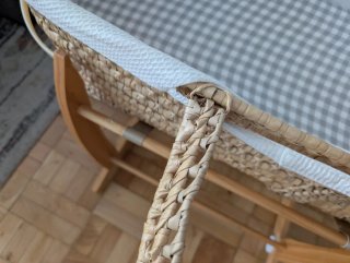 Cuna Moisés Mimbre con Soporte Madera