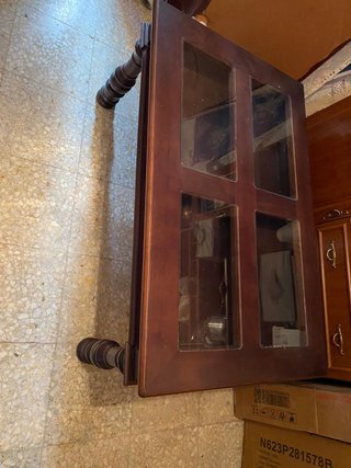 Mesa centro elevable madera y cristal