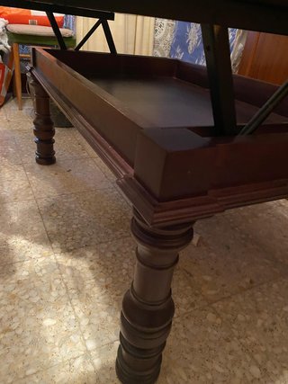 Mesa centro elevable madera y cristal