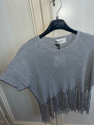 Top donna VIOCLO argento con frange
