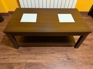 Mesa centro elevable madera y cristal