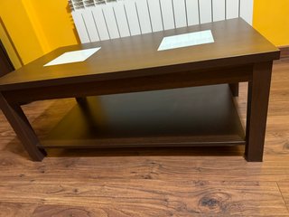 Mesa centro elevable madera y cristal