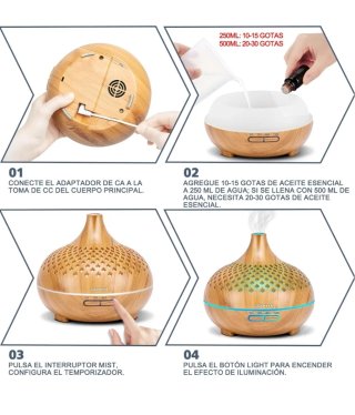 Difusor de Aroma Humidificador Aceites Esenciales