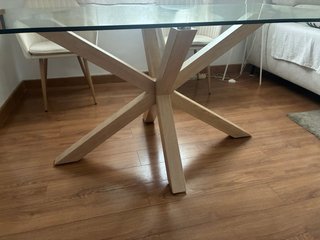Mesa de centro cristal y madera