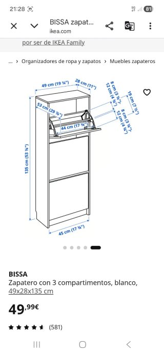 Zapatero BISSA Ikea Blanco