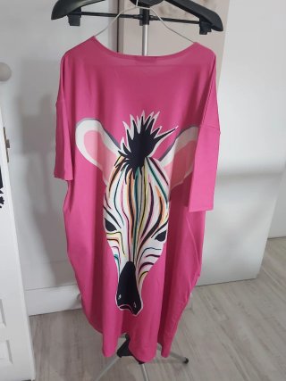 Vestido Milano rosa estampado cebra