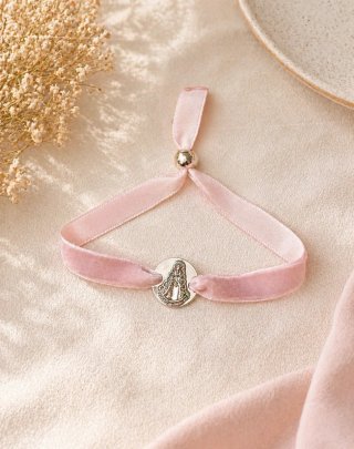 Pulsera Virgen del Rocío Terciopelo Rosa