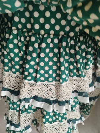 Vestido Rociero Verde Lunares Talla S.