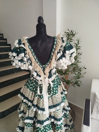 Vestido Rociero Verde Lunares Talla S.
