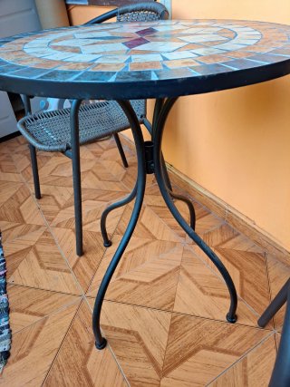 Mesita Terraza + 2 Sillones Mimbre