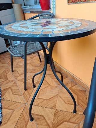 Mesita Terraza + 2 Sillones Mimbre