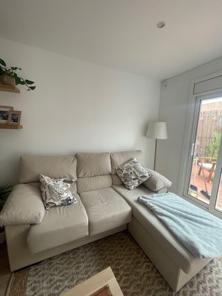 Sofá modular chaiselongue beige tela