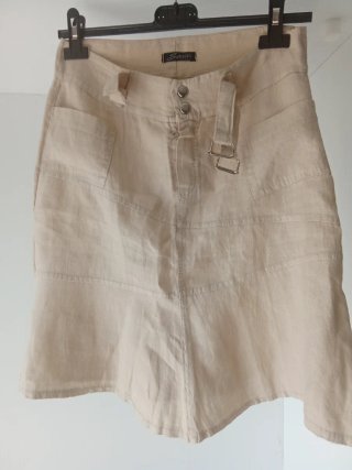 Gonna al ginocchio in cotone beige
