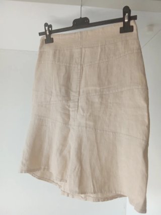 Gonna al ginocchio in cotone beige