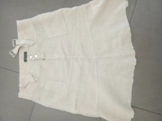 Gonna al ginocchio in cotone beige