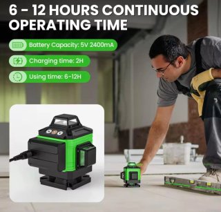 Nivel Láser Verde con 2 Baterías y Trípode